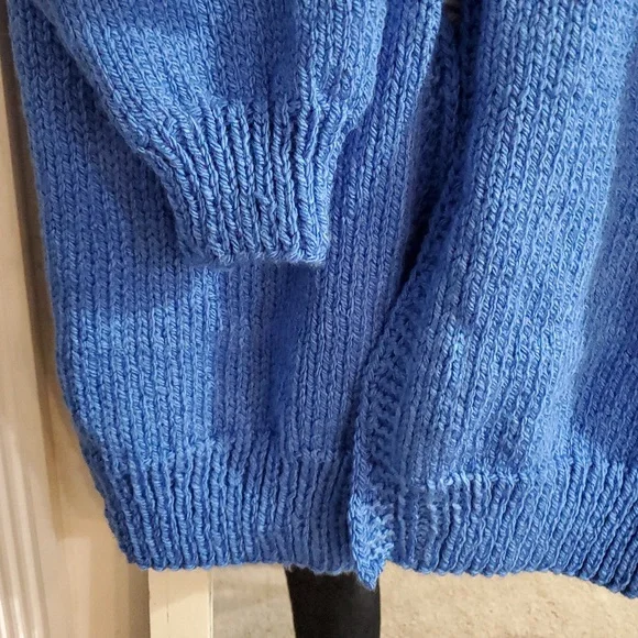 Hand Knit Bulky Cardigan Sweater Eagle Sweater Royal Blue XL - Picture 11 of 12